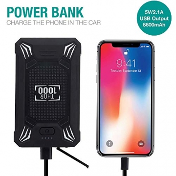 Car Battery Jump Starter Portable - 600A Peak Waterproof 12V Portable Battery Booster Pack (up to 4.0L Gas Or 2.0L Diesel Engine) Safe Auto Power Bank with USB Port, Smart Clamps & LED Flashlight - 4