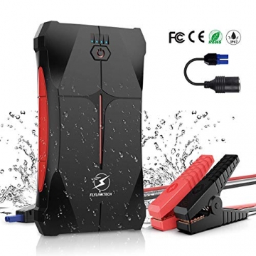 Flylinktech Car Jump Starter 800A Peak 12000mAh (up to 4.0L Gas Or 2.0L Diesel Engine), 12V Portable Power Pack with Jumper Cable & LED Flashlight - 1