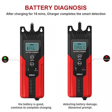 GOOLOO 6/12V 6A Smart Battery Charger and Maintainer Full Automatic 6-Stages Trickle Charging with Clamps for Car, Motorcycle, Lawn Mower, Boat, RV, SUV, ATV, Sealed Lead Acid Battery - Repair Battery - 4