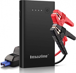 Imazing Car Jump Starter 1000A Peak with Type-C Port(Up to 7.0L Gas or 5.5L Diesel Engine), 12V Portable Power Pack Auto Battery Booster with LCD Display Jumper Cables, QC 3.0 and LED Light - 1