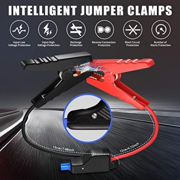 Imazing Portable Car Jump Starter 600A Peak (Up to 3.5L Gas or 2L Diesel Engine) 12V Auto Battery Booster Portable Power Pack with Smart Jumper Cables - 2