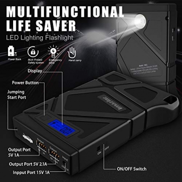 Imazing Portable Car Jump Starter 600A Peak (Up to 3.5L Gas or 2L Diesel Engine) 12V Auto Battery Booster Portable Power Pack with Smart Jumper Cables - 3