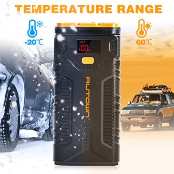 Jump Starter, AUTOWN 2000A Peak 20800mAh Car Jump Starter (Up to 8.0L Gas/6.5L Diesel Engines) with Quick Charge 3.0, QDSP 12V Auto Battery Booster Portable Power Pack with Built-in LED Light - 9