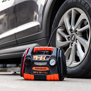 Kinverch Portable Car Jump Starter 900 Peak Amp 12 Volt with 1-USB 1-12V Power Ports & 150 PSI Air Compressor - 5