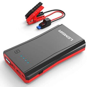 LEMSIR 800Amps QDSP 800A Peak Portable Car Lithium Jump Starter up to 7.2L Gas or 5.5L Diesel Auto Battery Booster Power Pack with Smart Jumper Cables V8 - 1