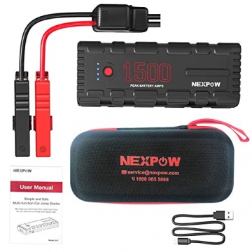 NEXPOW Car Battery Starter Up to 6.5L Gas or 4L Diesel Engine 1500A Peak 21800mAh 12V Auto Car Jump Starter Power Pack with USB Quick Charge 3.0 