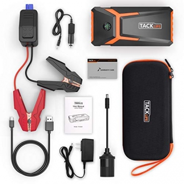 TACKLIFE T8 800A Peak 18000mAh Car Jump Starter (up to 7.0L Gas, 5.5L Diesel engine) with LCD Screen, USB Quick Charge, 12V Auto Battery Booster, Portable Power Pack with Built-in LED light - 7