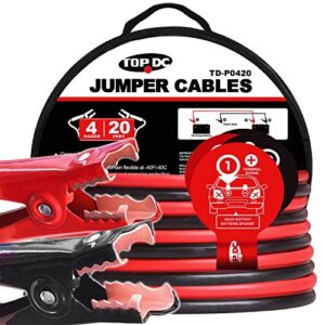 TOPDC Jumper Cables 4 Gauge 20 Feet Heavy Duty Booster Cables with Carry Bag (4AWG x 20Ft) - 1
