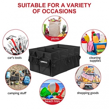 GOOLOO Car Trunk Organizer Auto Cargo Storage Container Multi-compartments Collapsible Durable Box with Straps, Waterproof Bottom for Truck, SUV, Minivan, Jeep - 2