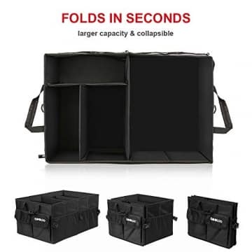 GOOLOO Car Trunk Organizer Auto Cargo Storage Container Multi-compartments Collapsible Durable Box with Straps, Waterproof Bottom for Truck, SUV, Minivan, Jeep - 3