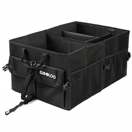 GOOLOO Car Trunk Organizer Auto Cargo Storage Container Multi-compartments Collapsible Durable Box with Straps, Waterproof Bottom for Truck, SUV, Minivan, Jeep - 1
