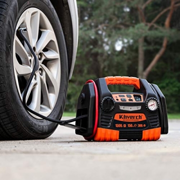 Kinverch Portable Power Station Jump Starter 1500 Peak/750 Instant Amps with 300W Inverter,150 PSI Air Compressor - 5