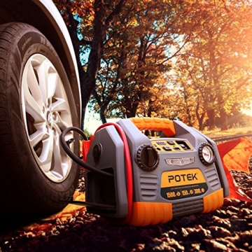 POTEK Portable Power Source:1500 Peak/ 750 Instant Amps Jump Starter, 300W Inverter,150 PSI Air Compressor - 4