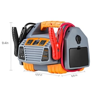 POTEK Portable Power Source:1500 Peak/ 750 Instant Amps Jump Starter, 300W Inverter,150 PSI Air Compressor - 5