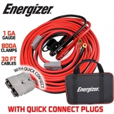 Energizer Jumper Cables, 30 feet, 1 Gauge, 800A, Booster Battery Cables with Permanent Installation kit and Quick Connect Plug - 30 Ft Allows You to Jump Start a Battery from Behind a Vehicle - 1