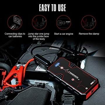 FNNEMGE Car Jump Starter 2000A Peak 21800mAh 12V Super Safe Jump Starter(Up to 8.0L Gas or 6.5L Diesel Engine), with USB Quick Charge 3.0 Pack Type-C Portable Phone Charger - 4