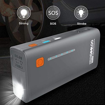 GOOLOO 1200A Peak 18000mAh SuperSafe Car Jump Starter with USB Quick Charge (Up to 7.0L Gas or 5.5L Diesel Engine), 12V Portable Power Pack Auto Battery Booster Phone Charger Built-in LED Light,Gray - 4