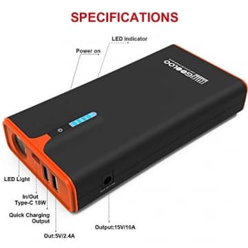GOOLOO 1500A Peak SuperSafeCar Jump Starter (up to 8.0L Gas, 6.0L Diesel Engine) with Quick Charge and 18W Type C Power Delivery, 12V Auto Battery Booster, Portable Power Pack for Cars, Trucks, SUV - 8