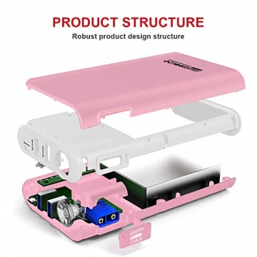 GOOLOO GP80 800A Peak SuperSafe Car Jump Starter for 4.5L Gas Engine 12V Auto Battery Booster Charger Portable Power Pack with Quick Charge In & Out Port, Built-in LED Flashlight, Pink - 6