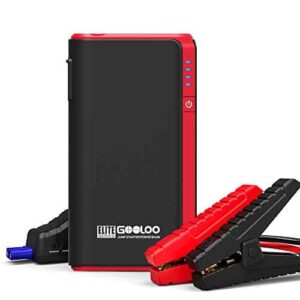GOOLOO GP80 800A Peak SuperSafe Car Jump Starter for 4.5L Gas Engine 12V Auto Battery Booster Charger Portable Power Pack with Quick Charge In & Out Port, Built-in LED Flashlight, Red - 1