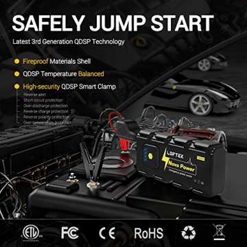 LOFTEK 2200A Peak 20800mAh Car Jump Starter (Up to 8.0L Gas or 6.5L Diesel Engine), 12V Portable Power Pack Auto Battery Booster with Built-in LED Light - 2