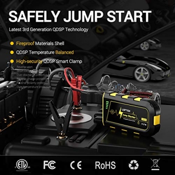 LOFTEK Portable Car Battery Jump Starter (Up to 7.0L Gas or 5.5L Diesel Engine), 12V Power Pack Auto Battery Booster with Built-in LED Light - 6