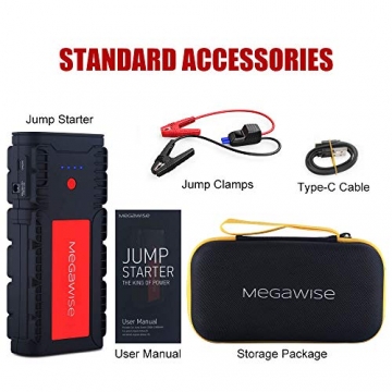 MEGAWISE 2500A Peak 21800mAh Car Battery Jump Starter (up to 8.0L Gas/6.5L Diesel Engines) 12V Portable Power Pack Auto Battery Booster with Dual USB Outputs - 7