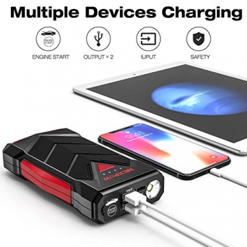 NEXPOW Car Battery Starter, 1000A Peak 12V Car Battery Jump Starter Power Pack with USB Quick Charge (Up to 7L Gas or 5.5L Diesel Engine) Battery Booster with Built-in LED Light - 5