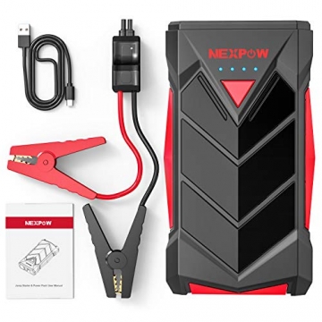NEXPOW Car Battery Starter, 1000A Peak 12V Car Battery Jump Starter Power Pack with USB Quick Charge (Up to 7L Gas or 5.5L Diesel Engine) Battery Booster with Built-in LED Light - 6