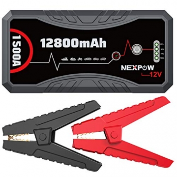 NEXPOW Car Battery Starter Q10S, 1500A Peak 12800mAh 12V Car Auto Jump Starter Power Pack with USB Quick Charge 3.0 (Up to 7L Gas or 5.5L Diesel Engine) - 1