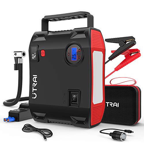 Portable Jump Starter with Air Compressor, UTRAI Jstar5 150 PSI 2000A 24000mAh(8L Gas 7.5L Diesel Engine) 12V Battery Jump Pack with Emergency Light LCD Screen USB QC3.0 for Cars, Trucks, SUV - 1