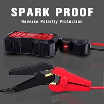 SANROCK 2500A Peak Portable Car Battery Jump Starter (up to 8.0L Gas or 8.0L Diesel) 22800mAh with USB Qick Charge, in&Out Type-C, 12V Auto Portable Power Pack Battery Booster Built-in LED Light - 7