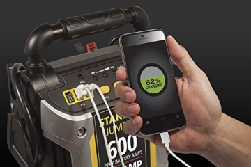 STANLEY J309 JUMPiT Portable Power Station Jump Starter: 600 Peak/300 Instant Amps, 3.1A USB Ports, Battery Clamps - 4