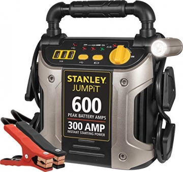 STANLEY J309 JUMPiT Portable Power Station Jump Starter: 600 Peak/300 Instant Amps, 3.1A USB Ports, Battery Clamps - 1
