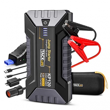 TACKLIFE KP120 1200A Peak Car Jump Starter for up to 8L Gas and 6L Diesel Engines, 12V Car Booster, Portable Power Pack with QC 3.0 and Type-C Port - 1