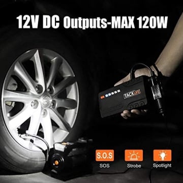 TACKLIFE T6 800A Peak 18000mAh Car Jump Starter (up to 7.0L Gas, 5.5L Diesel Engine) with Long Standby, Quick Charge, 12V Auto Battery Booster, Portable Power Pack for Cars, Trucks, SUV - 8