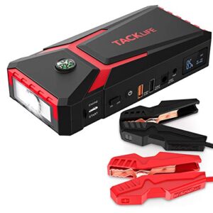 TACKLIFE T8 800A Peak 18000mAh Car Jump Starter with LCD Display (up to 7.0L Gas, 5.5L Diesel Engine), 12V Auto Battery Booster with Smart Jumper Cable, Quick Charging - 1