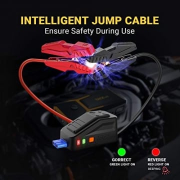 TACKLIFE T8-Newer Model 800A Peak 18000mAh Car Jump Starter with LCD Display (up to 7.0L Gas, 5.5L Diesel Engine), 12V Auto Battery Booster with Smart Jumper Cable, Quick Charger(Yellow) - 6