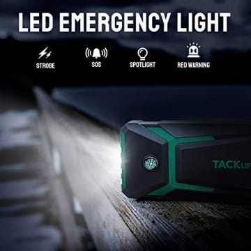 TACKLIFE T8-Newer Model 800A Peak 18000mAh Car Jump Starter with LCD Display (up to 7.0L Gas, 5.5L Diesel Engine), 12V Auto Battery Booster with Smart Jumper Cable, Quick Charger - 6