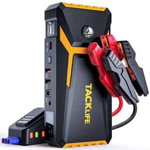 TACKLIFE T8-Newer Model 800A Peak 18000mAh Car Jump Starter with LCD Display (up to 7.0L Gas, 5.5L Diesel Engine), 12V Auto Battery Booster with Smart Jumper Cable, Quick Charger(Yellow) - 1
