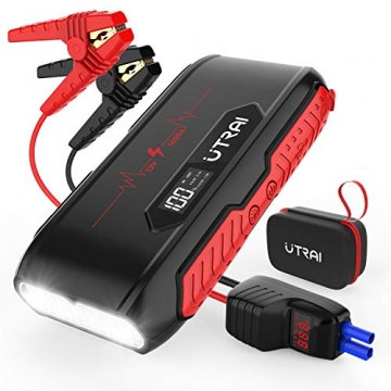 UTRAI Jstar3 1600A 20000mAh Portable Lithium Car Battery Jump Starter (Up to 7L Gas, 6L Diesel Engine), Ultra Safe 12V Auto Battery Booster with LCD Screen, 3 Mode LED Flashlight and Dual QC USB Ports - 1