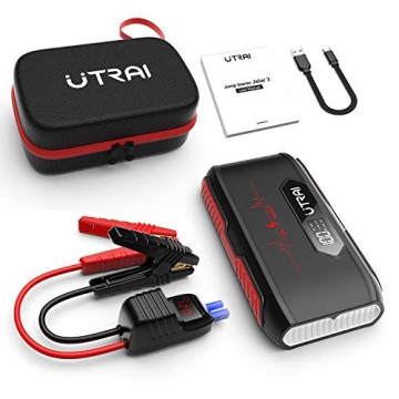 UTRAI Jstar3 1600A 20000mAh Portable Lithium Car Battery Jump Starter (Up to 7L Gas, 6L Diesel Engine), Ultra Safe 12V Auto Battery Booster with LCD Screen, 3 Mode LED Flashlight and Dual QC USB Ports - 8