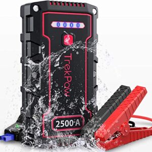 Car Battery Jump Starter, TrekPow TJ2500 2500A Peak 18000mAh Portable Jumper Box(Up to 9.0L Gas/8.0L Diesel Engine), 12V Battery Jumper with Supersafe Jumper Cables, IP68 Waterproof, QC3.0, Flashlight - 1