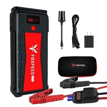 Foxpeed 2500A Car Battery Starter, 21000mAh Portable Auto Jump Starter( up to 8L Gas, 6.5L Diesel Engine), 12V Auto Battery Booster with USB Quick Charge, Power Pack with Built-in LED Flashlight - 1