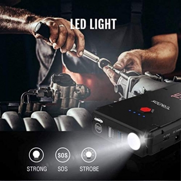 TrekPow Battery Jumper, G22 1500A Jump Box Pack (up to 8.0L Gas/6.5L Diesel Engine), Safe Jumper Cable with Voltmeter, 12V Battery Jump Starter with Fast Charging, Flashlight - 3