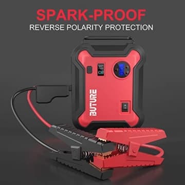 Car Jump Starter with Air Compressor, BUTURE 2500A Peak 23800mAh 12V Auto Battery Booster(up to All Gas and 8.0L Diesel), 150 PSI Tire Inflator, QC3.0 Power Bank with 120W DC Out and Emergency Light - 4