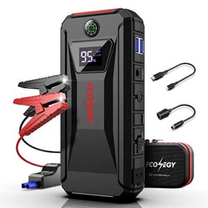 FCONEGY Car Jump Starter, 2000A Peak 12V Auto Battery Booster 20000mAh Portable Power Pack with Dual USB Quick Charge 3.0,DC Output,LCD Screen,Compass,Led Light (up to 8.0L Gas, 7.0L Diesel Engine) - 1
