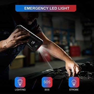 FCONEGY Car Jump Starter, 2000A Peak 12V Auto Battery Booster 20000mAh Portable Power Pack with Dual USB Quick Charge 3.0,DC Output,LCD Screen,Compass,Led Light (up to 8.0L Gas, 7.0L Diesel Engine) - 5