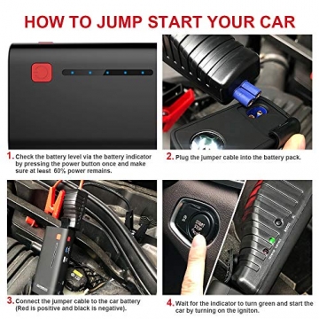 GOOLOO 1200A Peak 18000mAh SuperSafe Car Jump Starter with USB Quick Charge (Up to 7.0L Gas or 5.5L Diesel Engine), 12V Portable Power Pack Auto Battery Booster Phone Charger Built-in LED Light,Black - 5