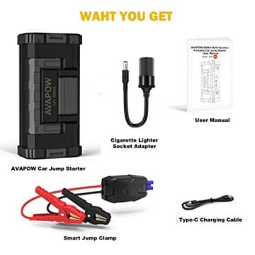 AVAPOW 6000A Peak 32000mAh Car Battery Jump Starter Powerful Battery Booster Pack with USB Quick Charge(for All Gas or up tp 12L Diesel),12V Portable Car Power Pack with Built-in LED Light - 7